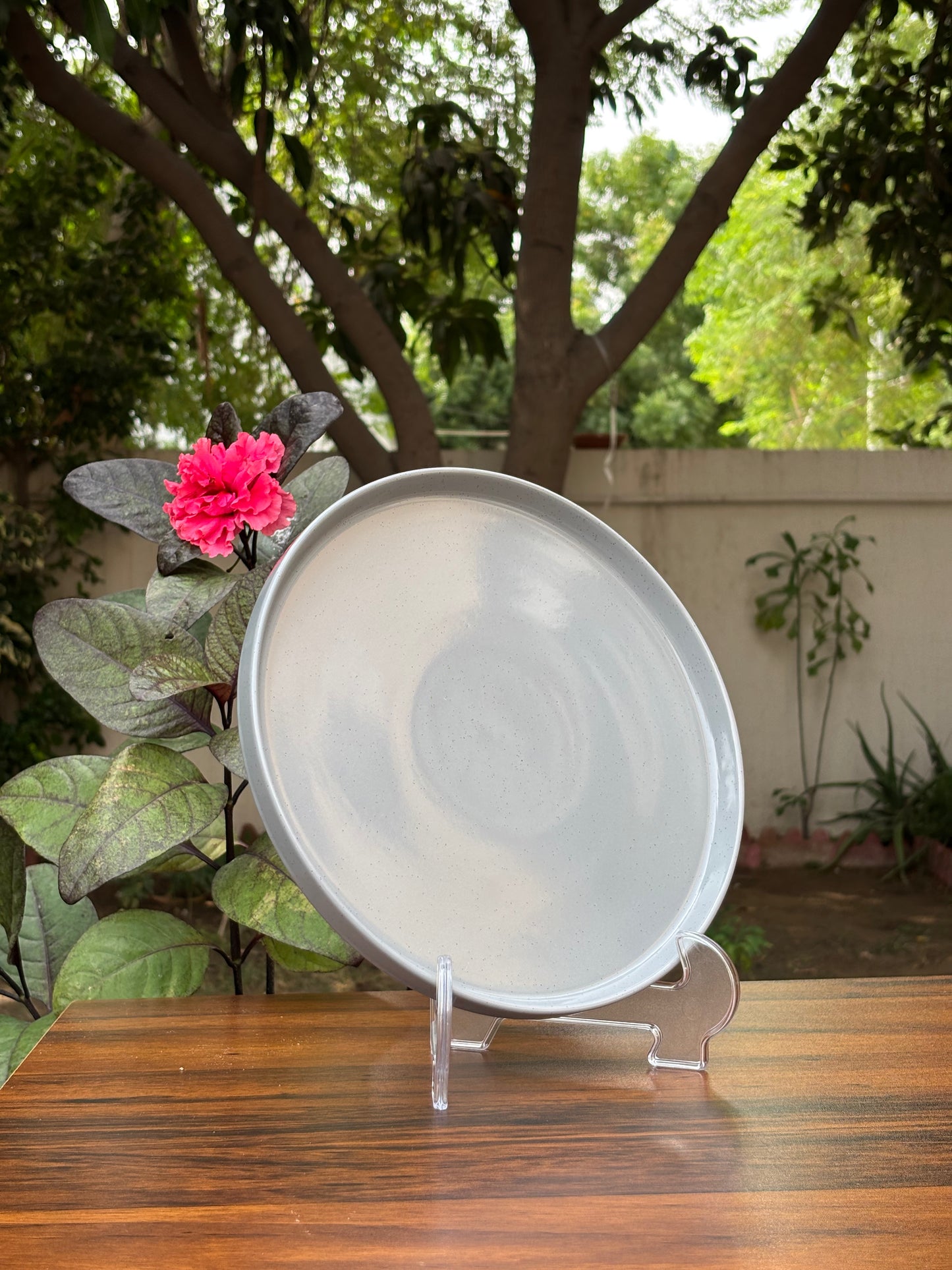 Set of 2 | Minimalist Grey Speckled Ceramic Dinner Plates