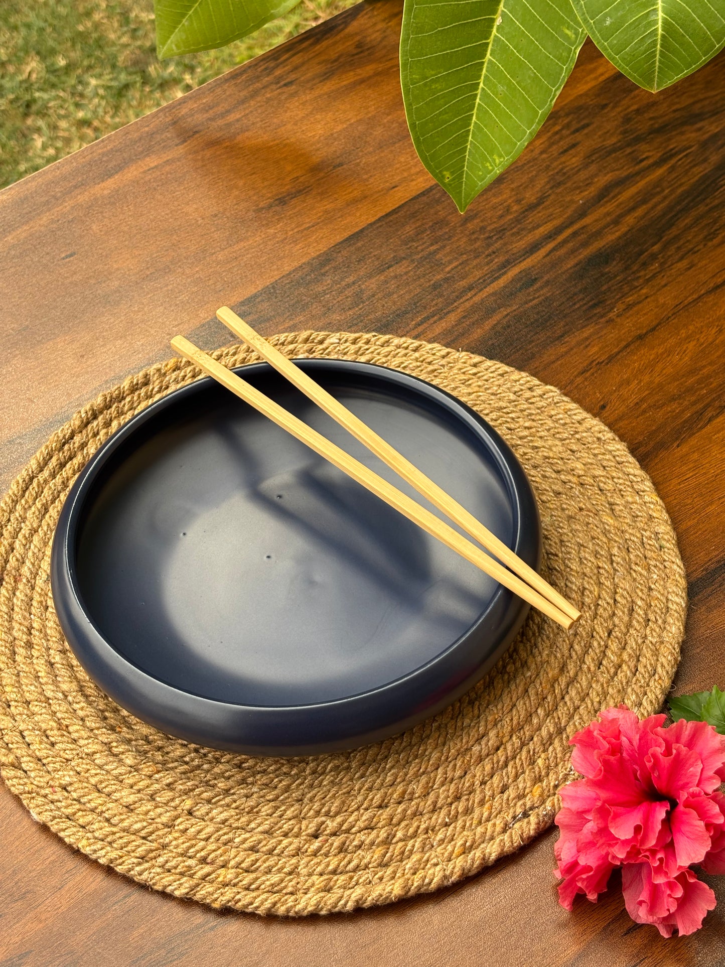 Matte Blue Ceramic Bowl | Chowmein, Deep Soup & Salad Bowl