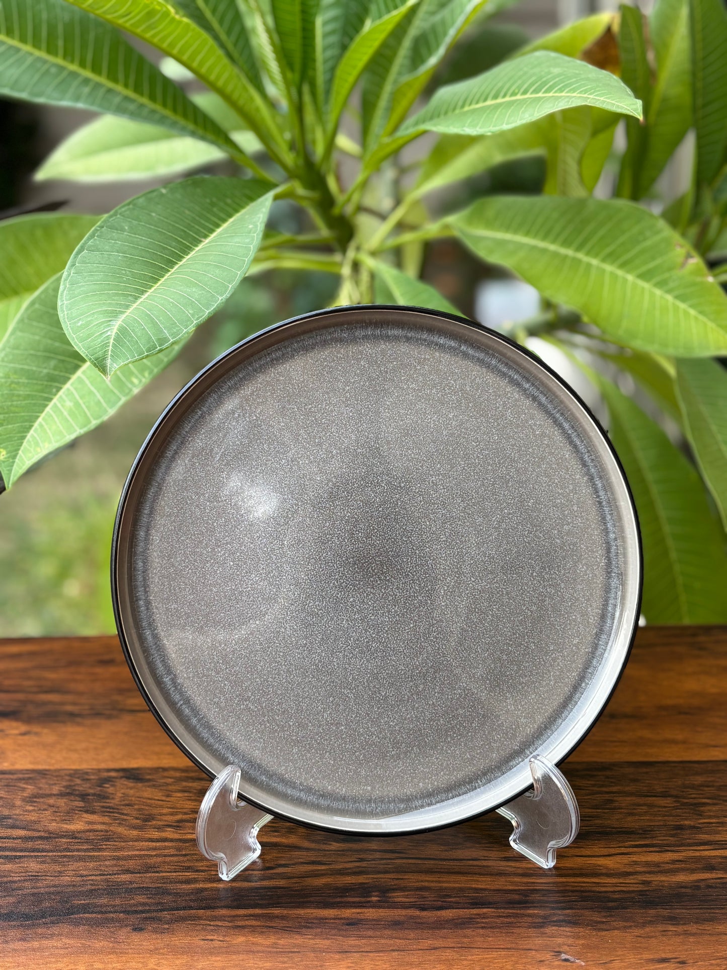 10 Inch Grey Reactive Glaze Ceramic Dinner Plate | Modern Tableware