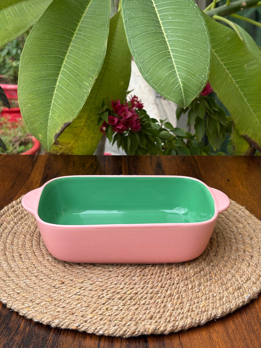 Premium Ceramic Dish For Baking & Serving | Blush Pink & Mint Green