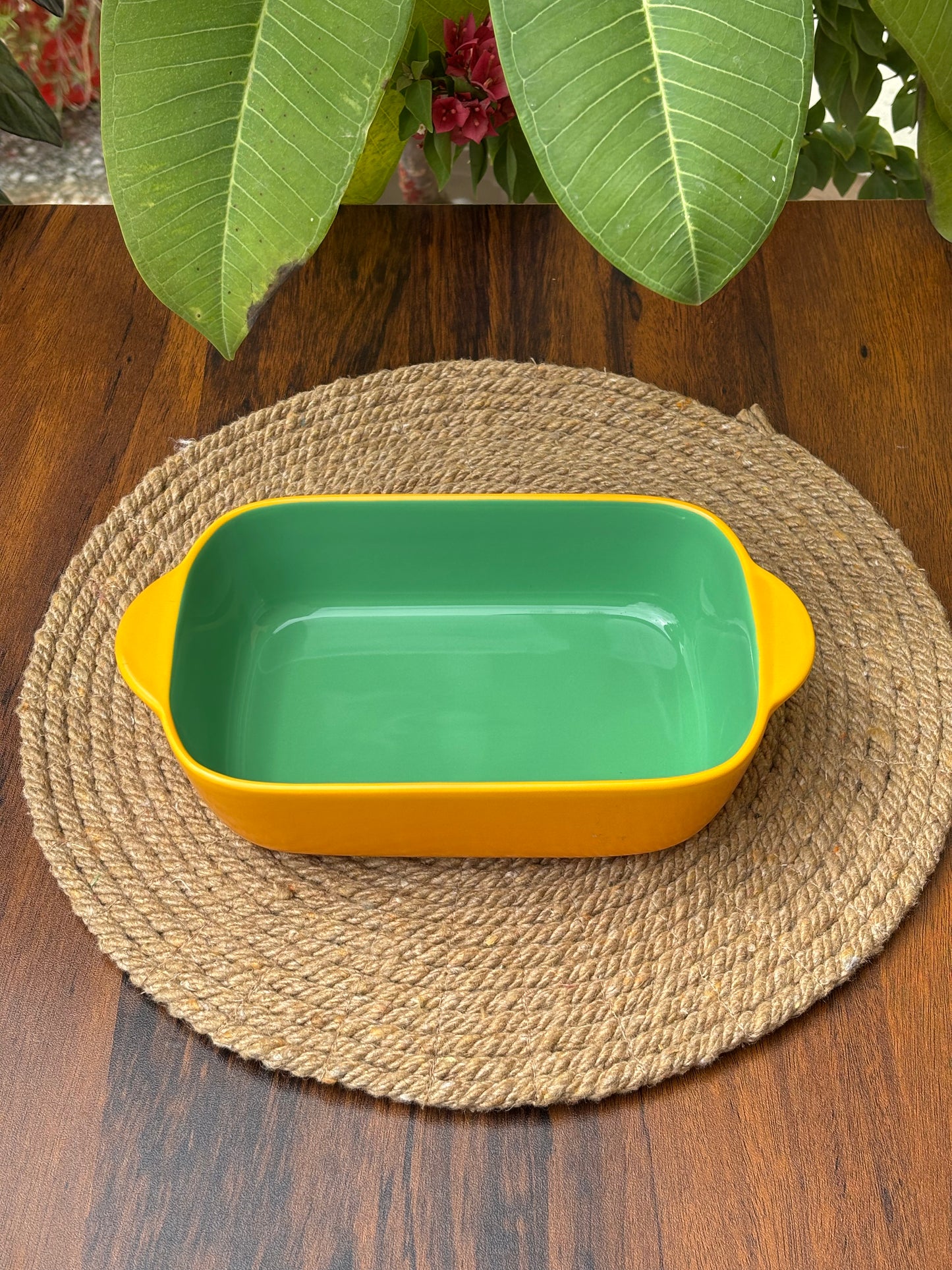 Ceramic Dish & Bowl For Baking & Serving | Mustard Yellow & Mint Green