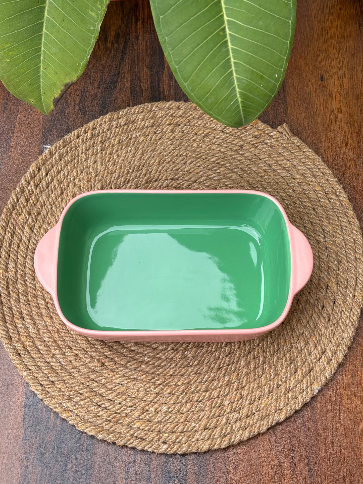 Premium Ceramic Dish For Baking & Serving | Blush Pink & Mint Green
