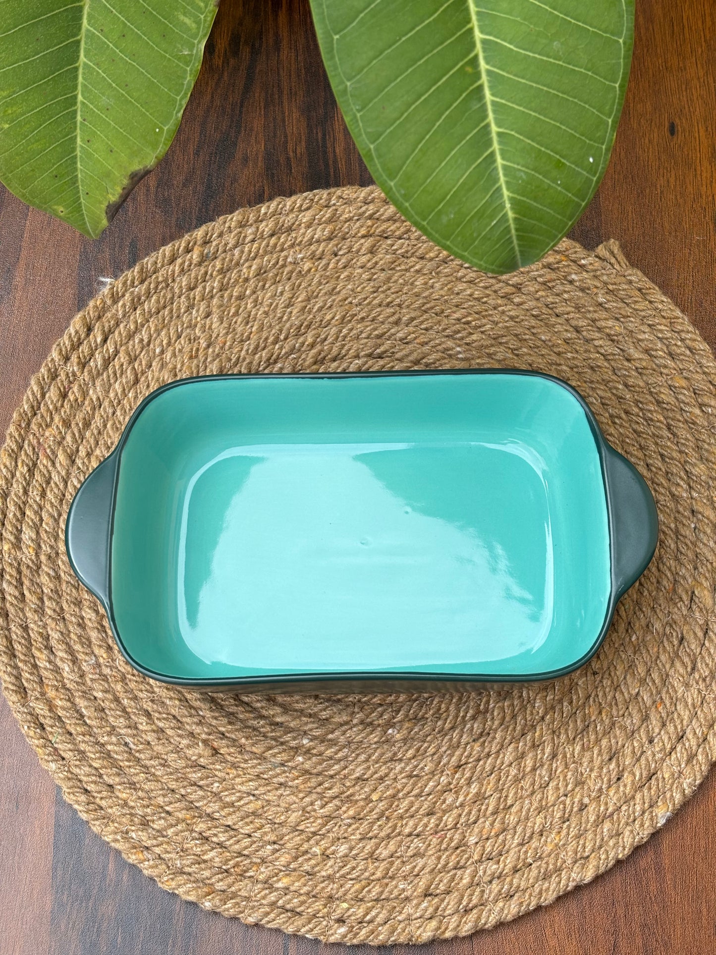 Premium Ceramic Dish For Baking & Serving | Turquoise & Mint Blue