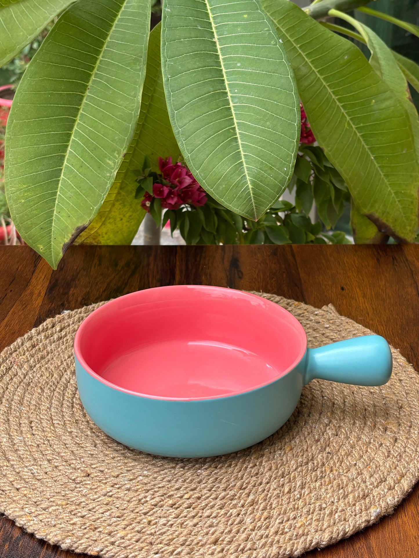 Ceramic Dish & Bowl For Baking & Serving | Turquoise & Blush Pink