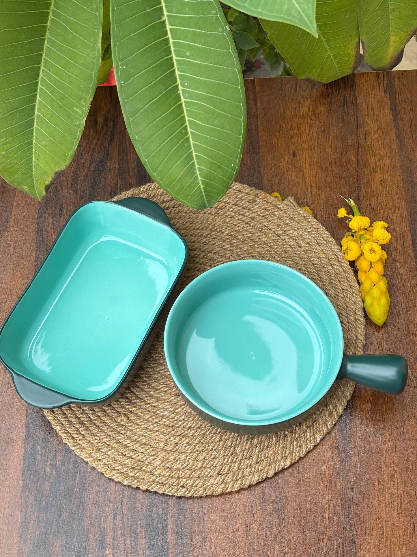 Ceramic Bowl & Dish For Baking & Serving | Turquoise & Mint Blue