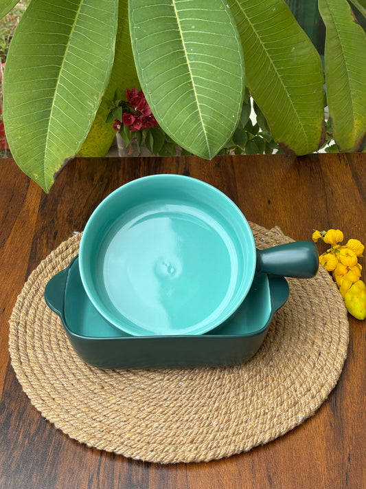 Ceramic Bowl & Dish For Baking & Serving | Turquoise & Mint Blue