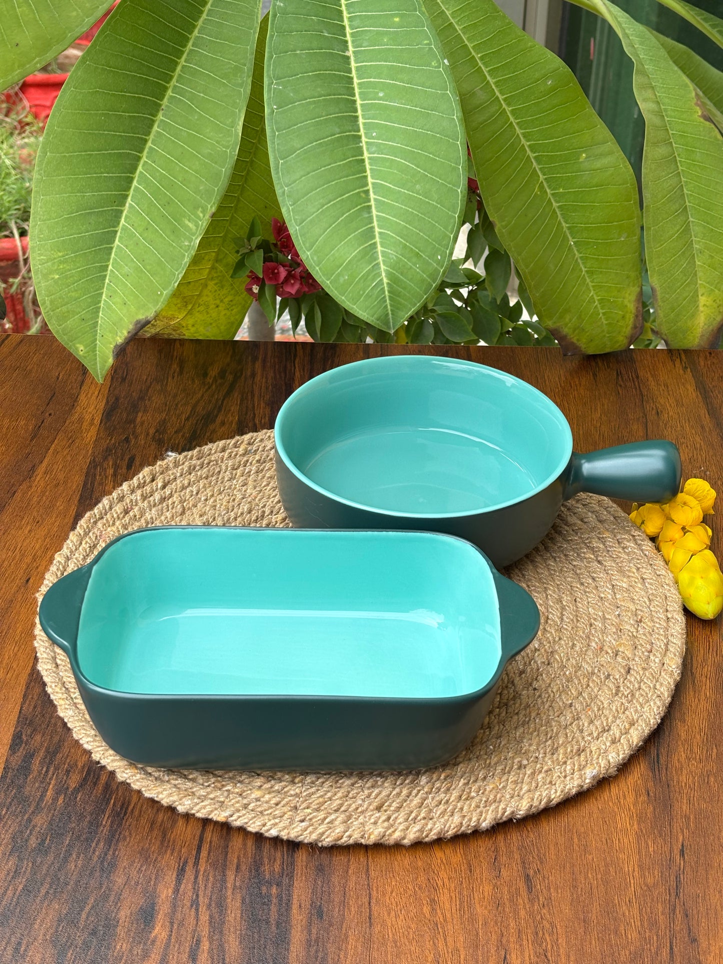 Ceramic Bowl & Dish For Baking & Serving | Turquoise & Mint Blue