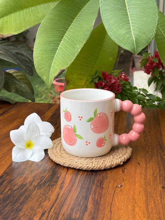Pink Fruit Design Ceramic Mug | Cute Coffee & Tea Cup