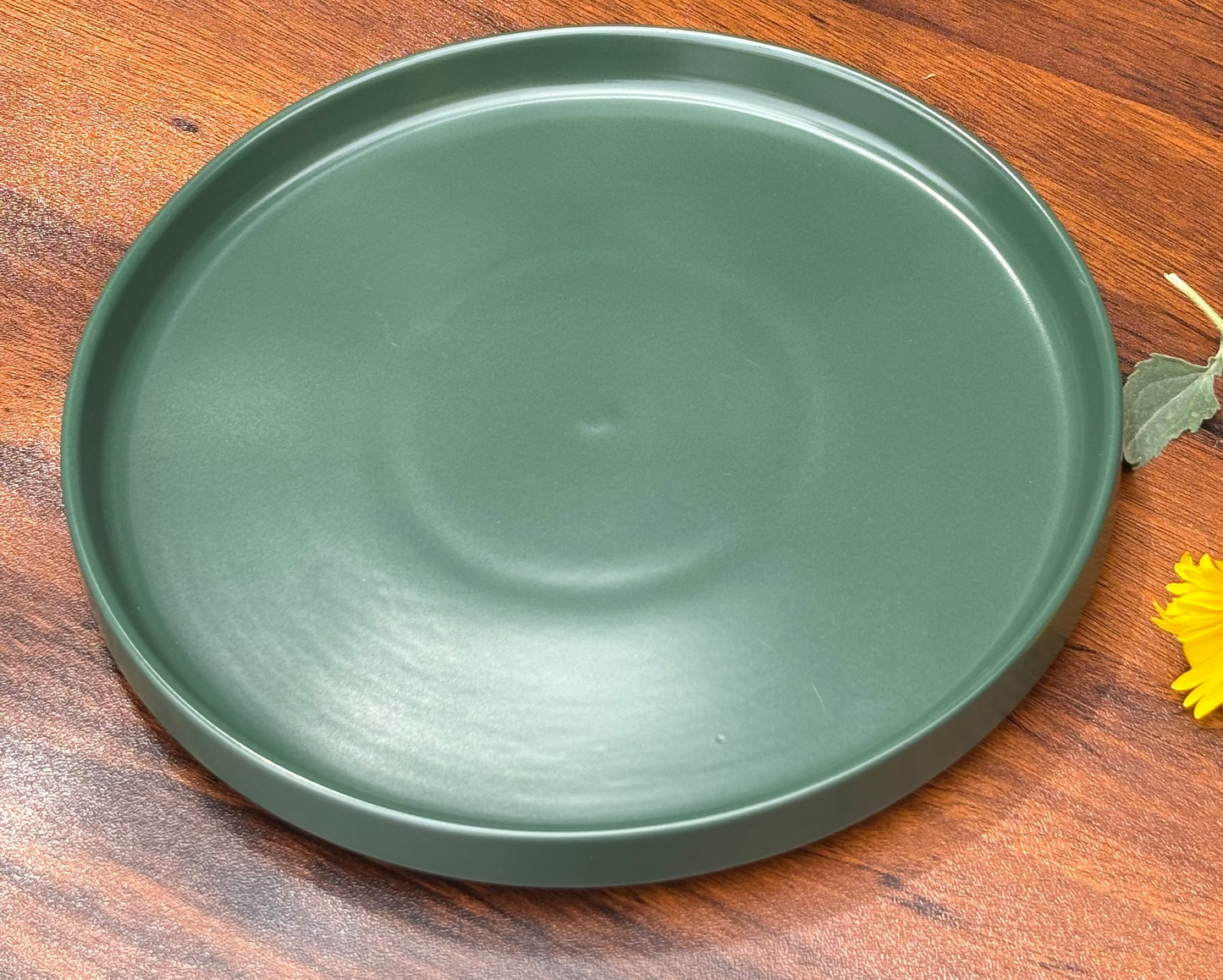 10 INCH BOTTLE GREEN CERAMIC DINNER PLATE