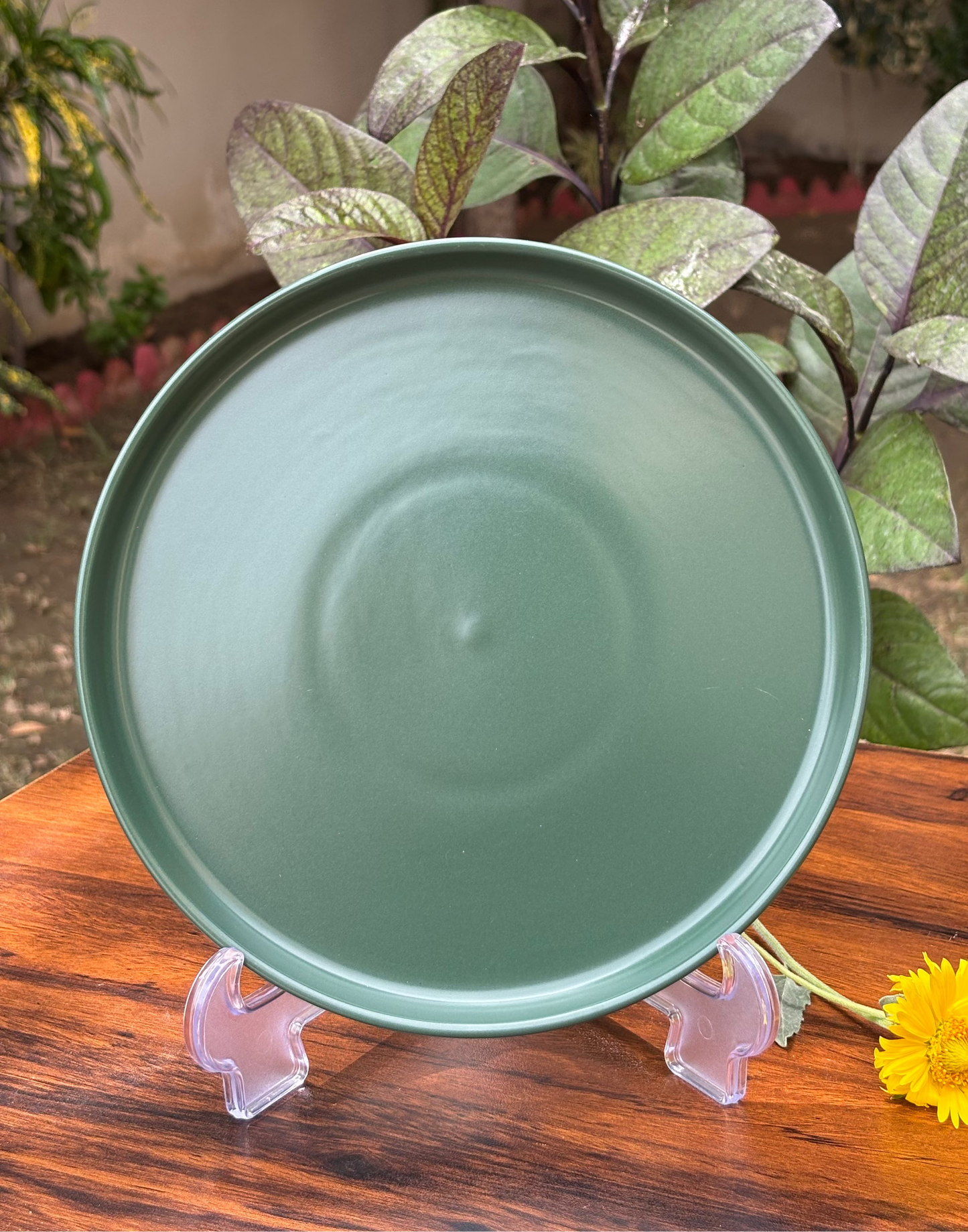 8 INCH BOTTLE GREEN CERAMIC SIDE PLATE