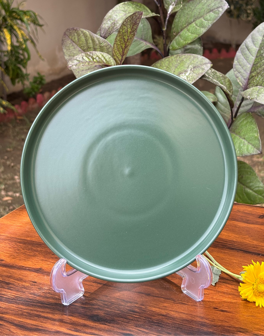 8 INCH BOTTLE GREEN CERAMIC SIDE PLATE