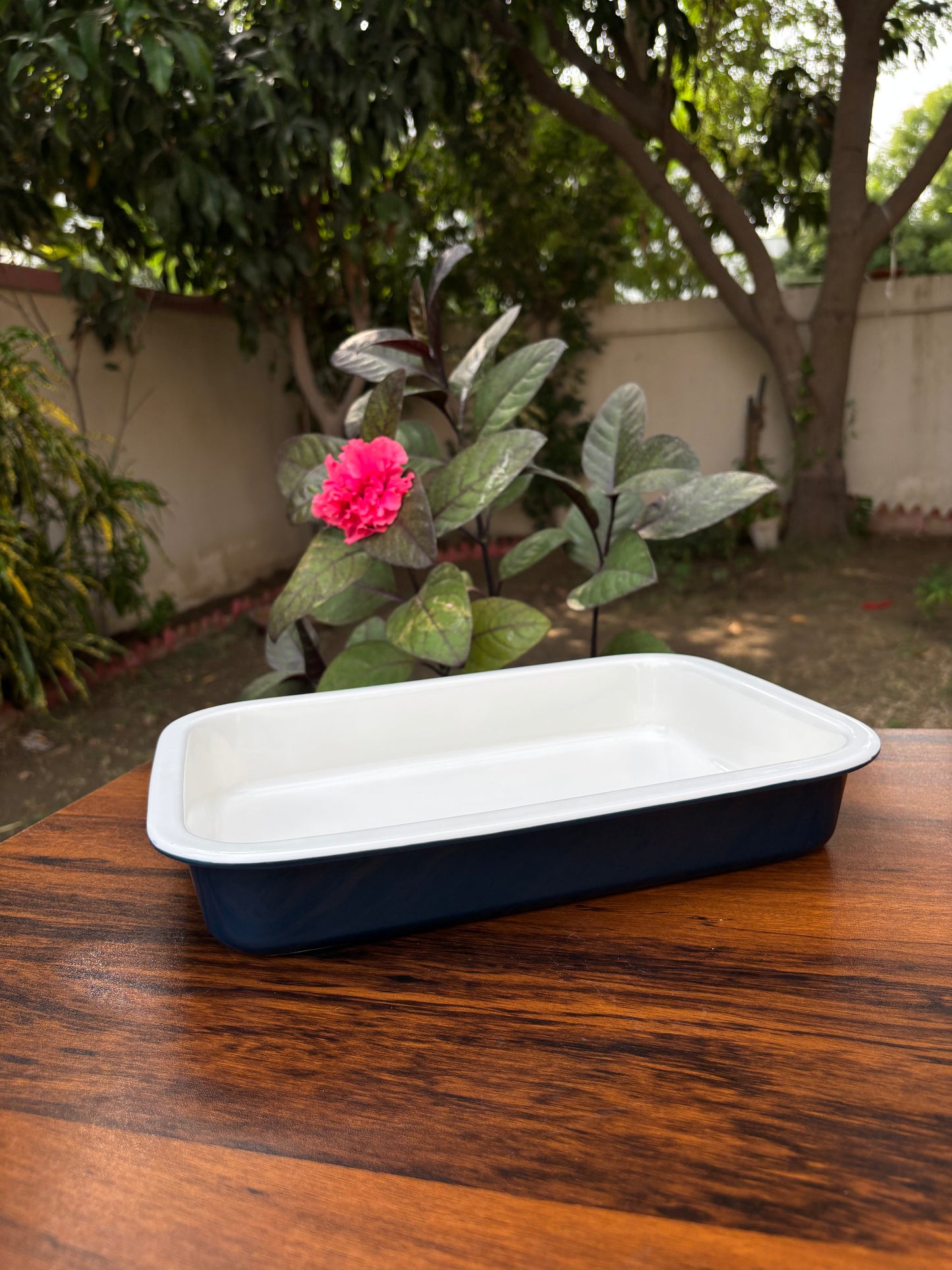 Two Tone Blue & White Ceramic Baking & serving Dish