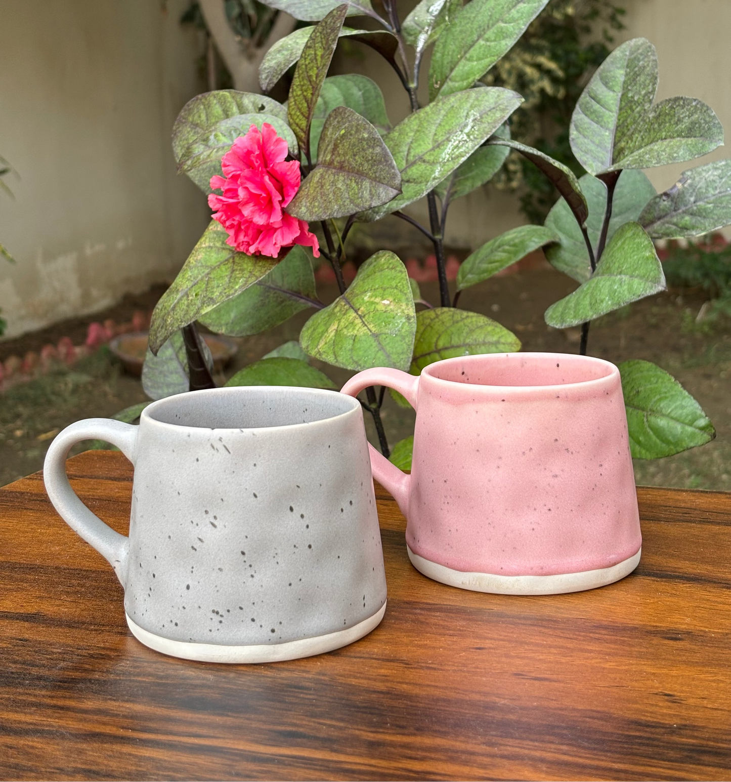 Speckled Ceramic Mug | Grey & Pink Coffee Mugs