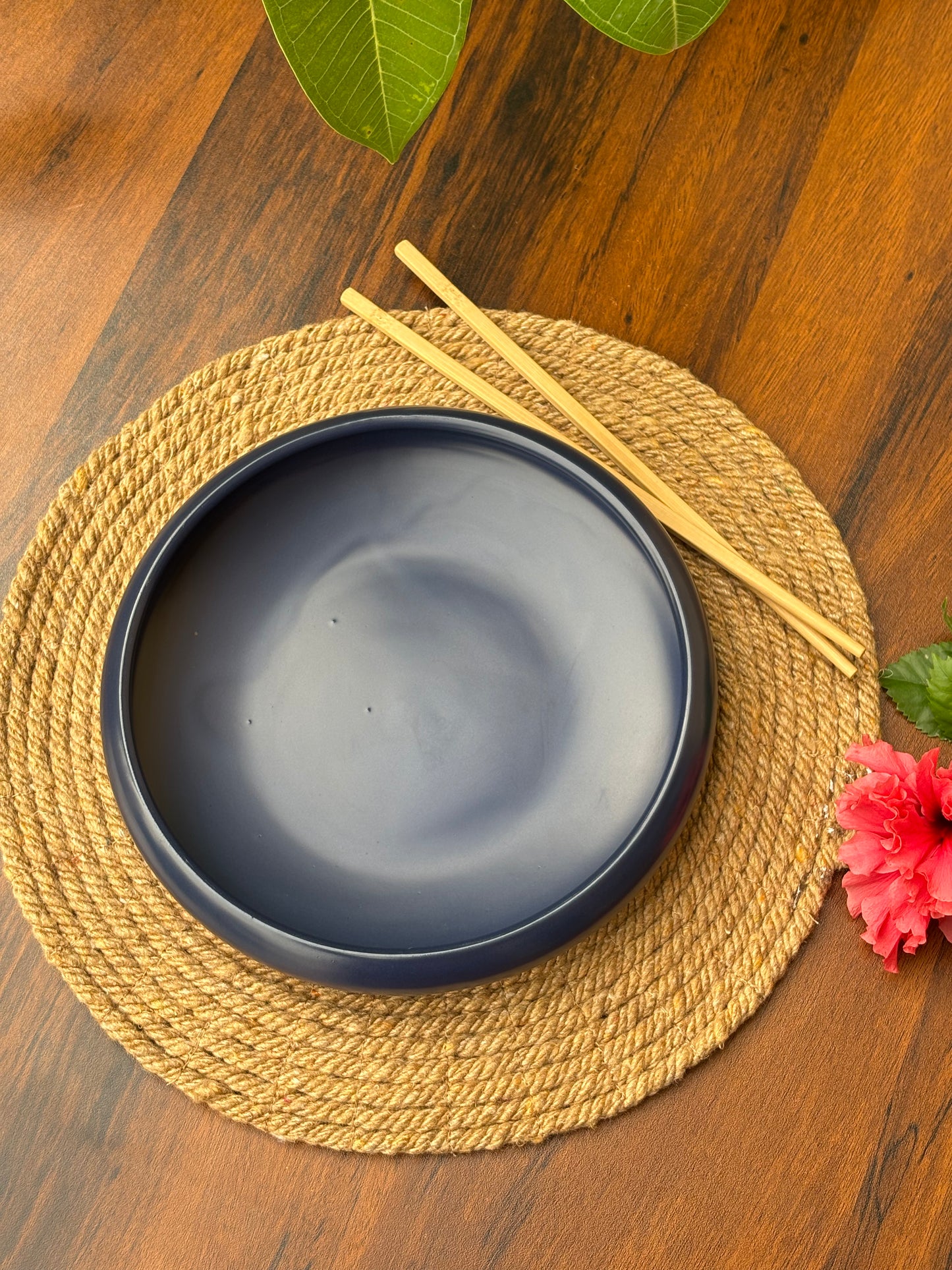 Matte Blue Ceramic Bowl | Chowmein, Deep Soup & Salad Bowl