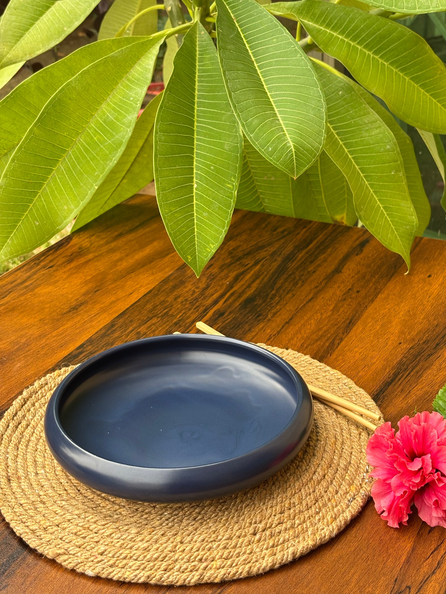Matte Blue Ceramic Bowl | Chowmein, Deep Soup & Salad Bowl