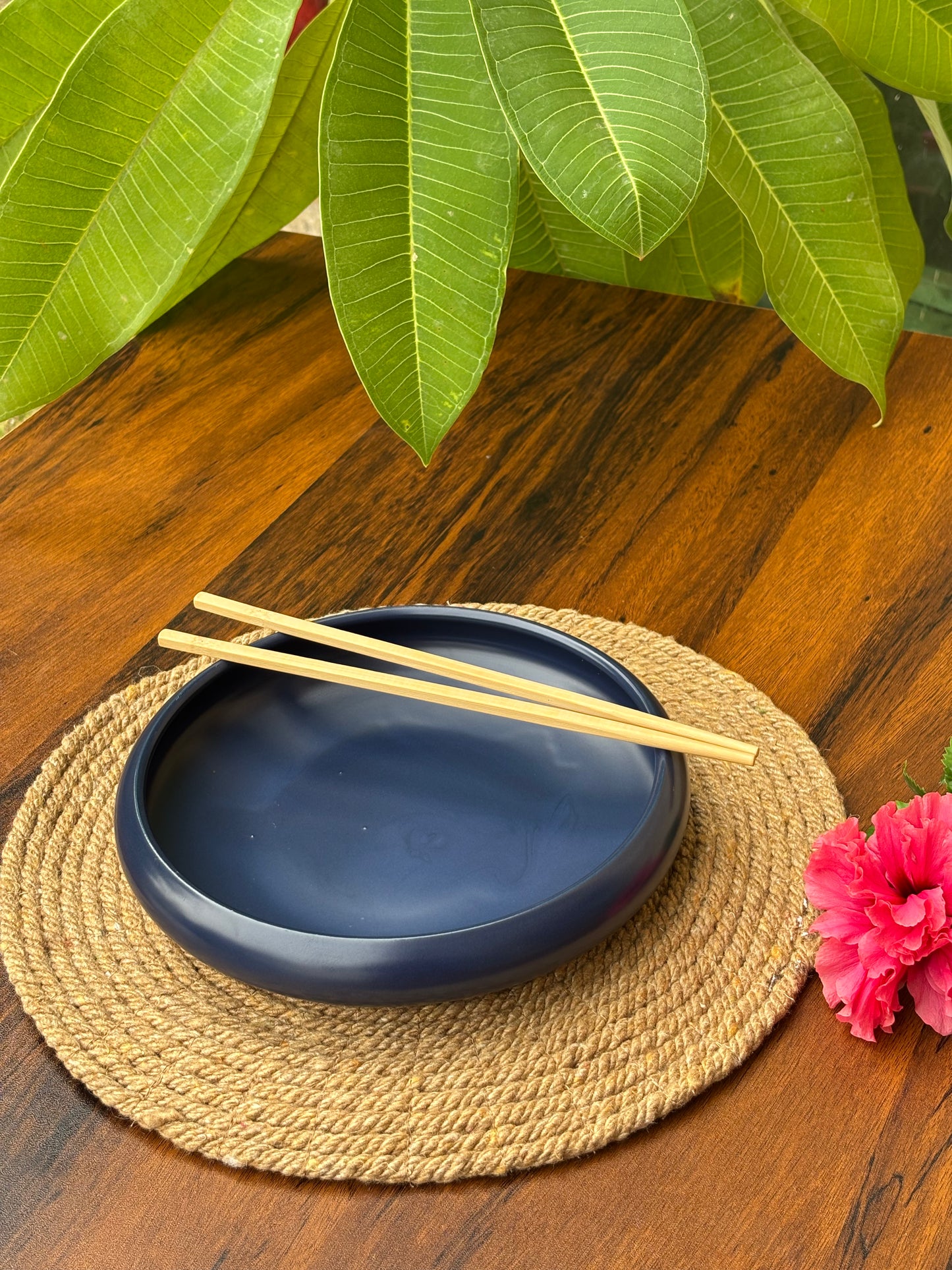 Matte Blue Ceramic Bowl | Chowmein, Deep Soup & Salad Bowl
