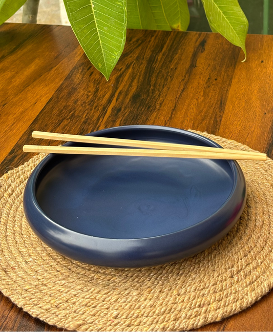 Matte Blue Ceramic Bowl | Chowmein, Deep Soup & Salad Bowl