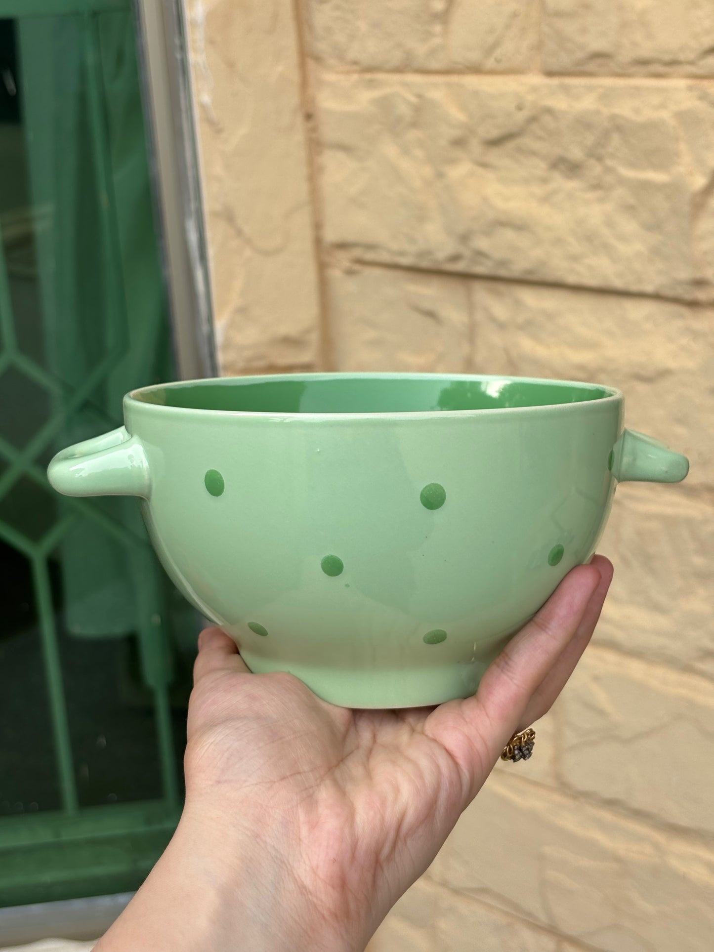 GREEN CERAMIC BOWL FOR NOODLES & CHOWMEIN WITH CHOPSTICKS