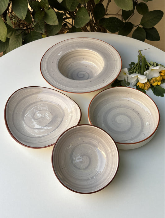 4-Piece Swirl Ceramic Dinnerware Set | Premium Tableware Collection