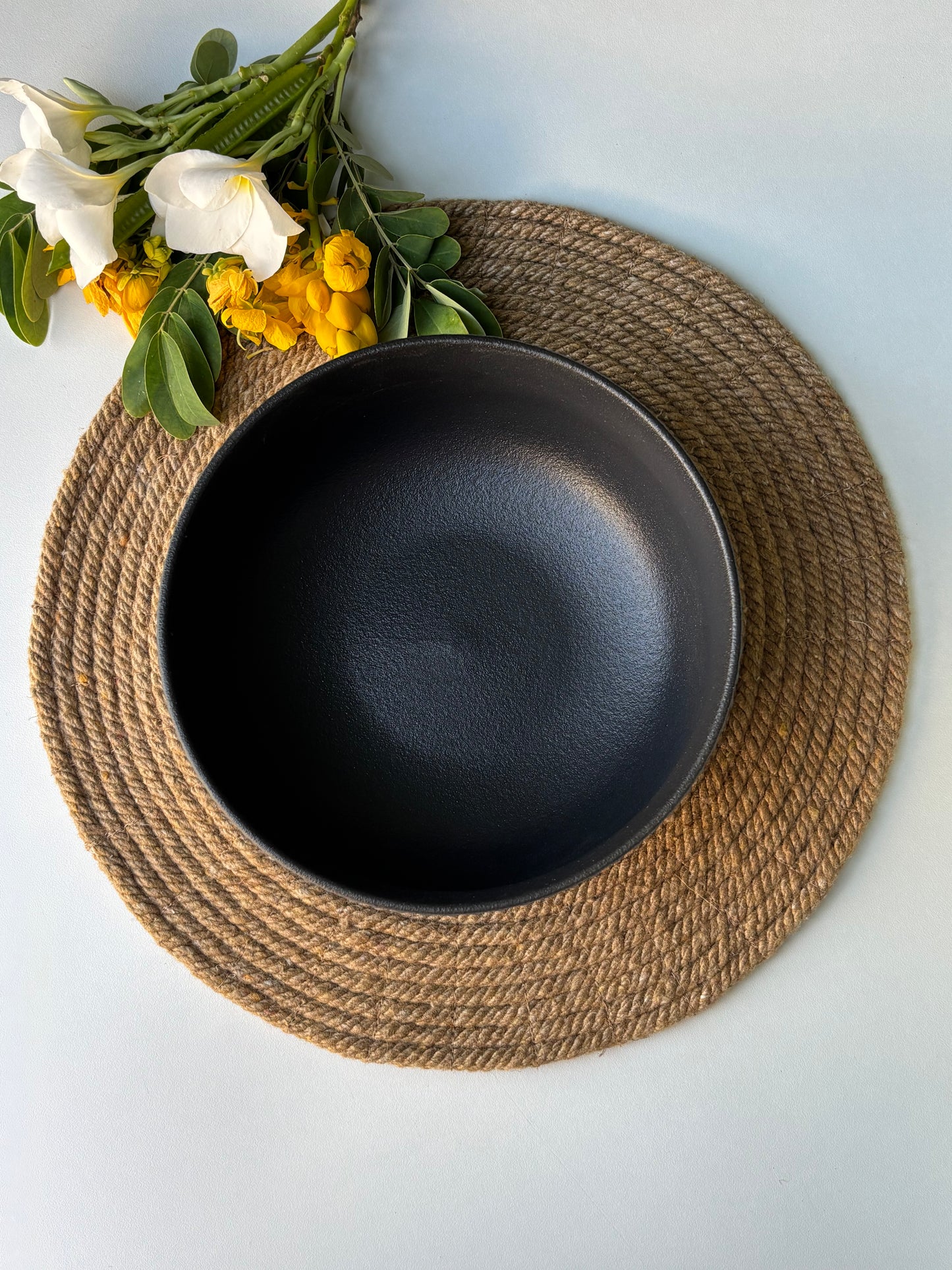Stoneware Fluted Ceramic Bowl | Matte Black Textured
