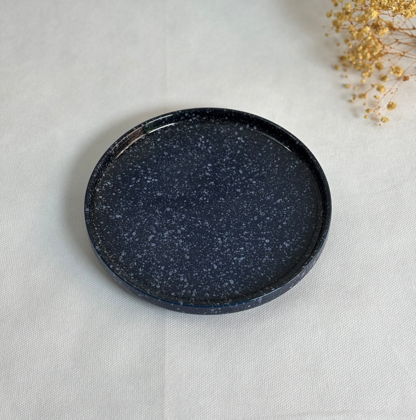 Dark Blue Starry Speckled Ceramic Plate Set | Pair of 2 Plates