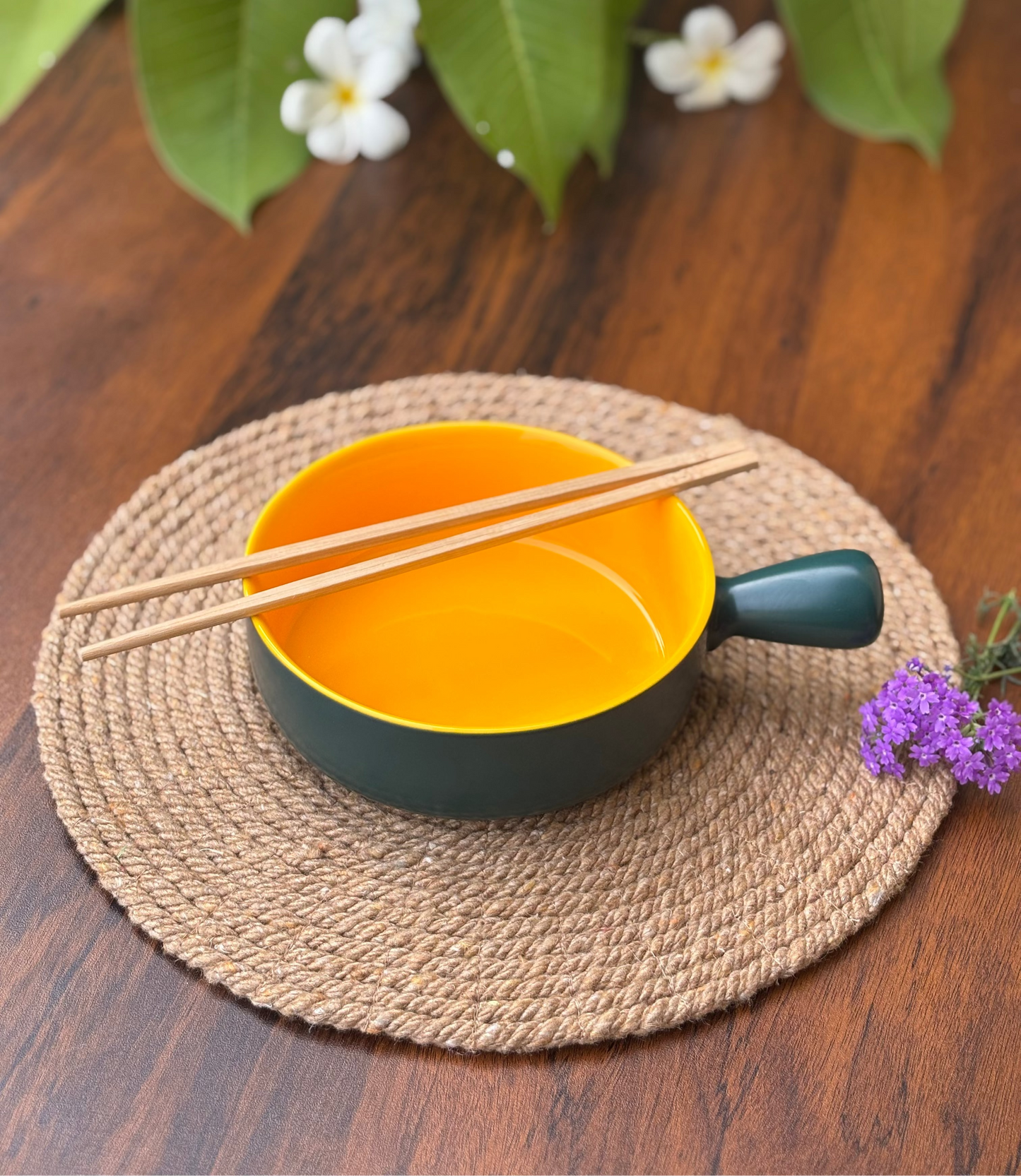 Ceramic Bowl & Dish For Baking & Serving | Forest Green & Mustard Yellow