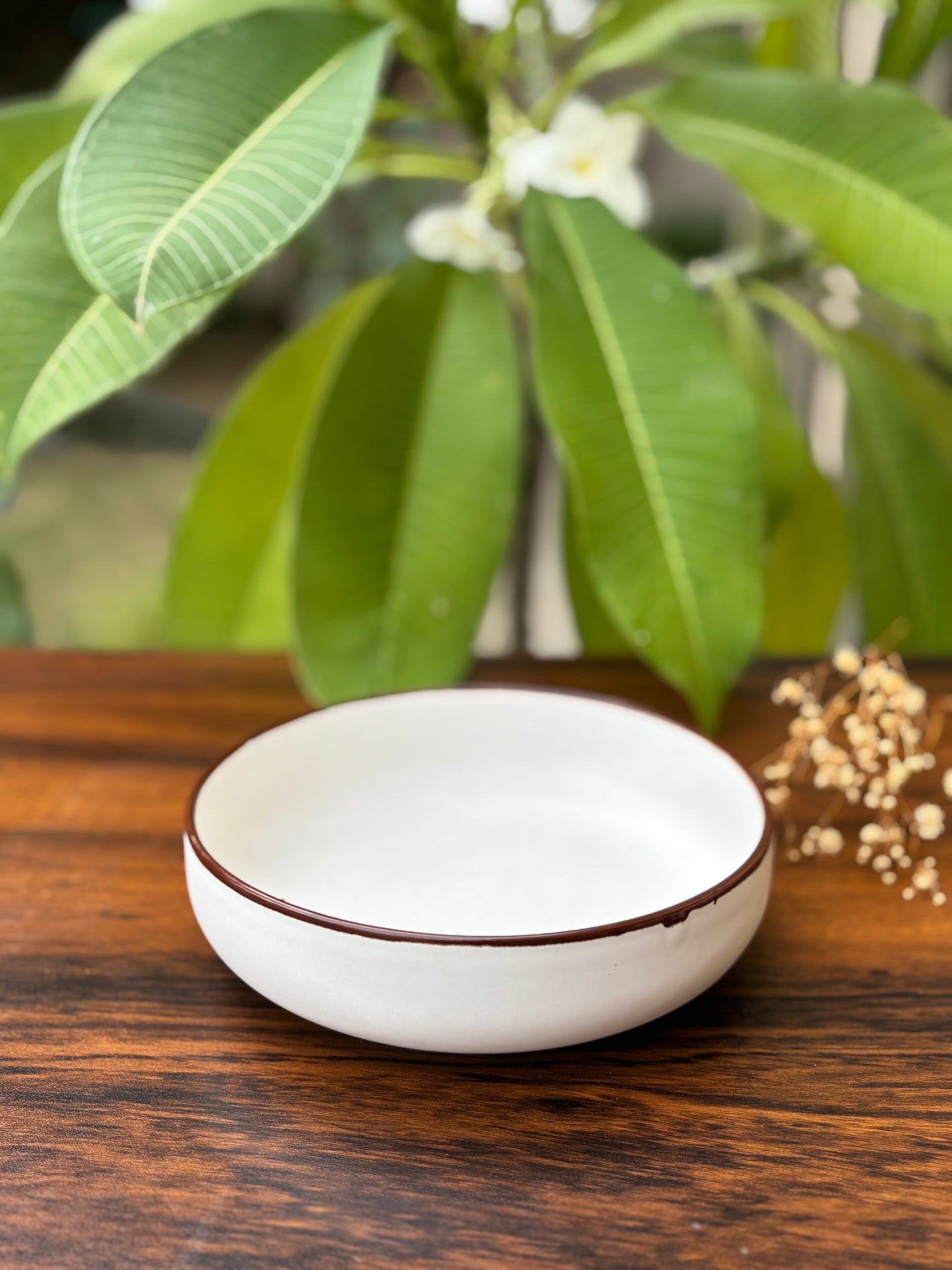 White Speckled Ceramic Pasta Bowl | Deep Noodle & Chowmein Bowl