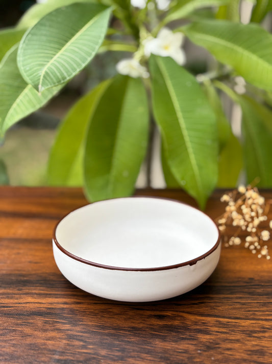 White Ceramic Deep Plate | Matte Finish