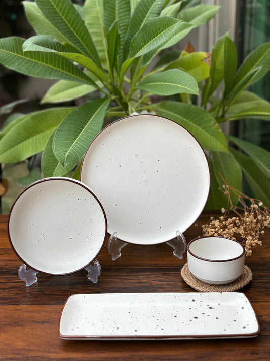 BROWN DOTTED CERAMIC 4 PIECE BREAKFAST SET