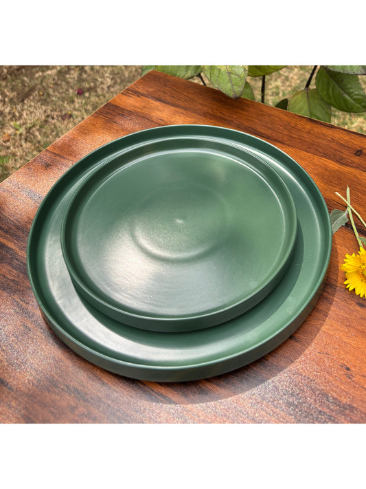 Set of 2 | Bottle Green Modern Dinner Plates