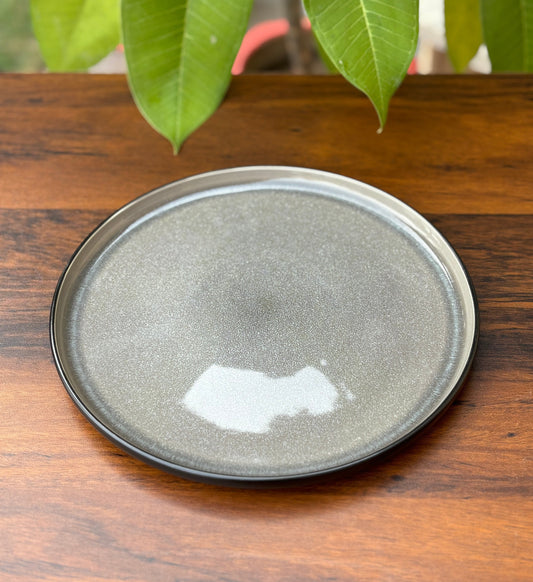 10 Inch Grey Reactive Glaze Ceramic Dinner Plate | Modern Tableware
