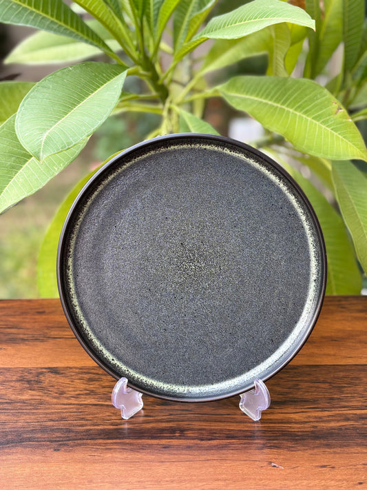 10 Inch Dark Grey Textured Ceramic Dinner Plate | Artisan Tableware