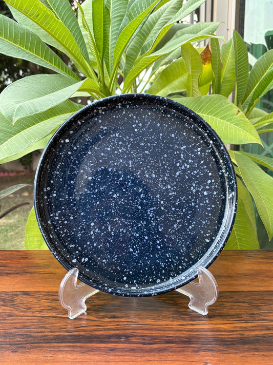 Dark Blue Starry Speckled Stoneware Dinner Plate | Modern Tableware