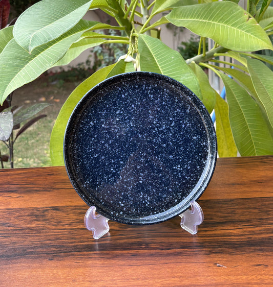 8 Inch Dark Blue Starry Speckled Ceramic Dinner Plate