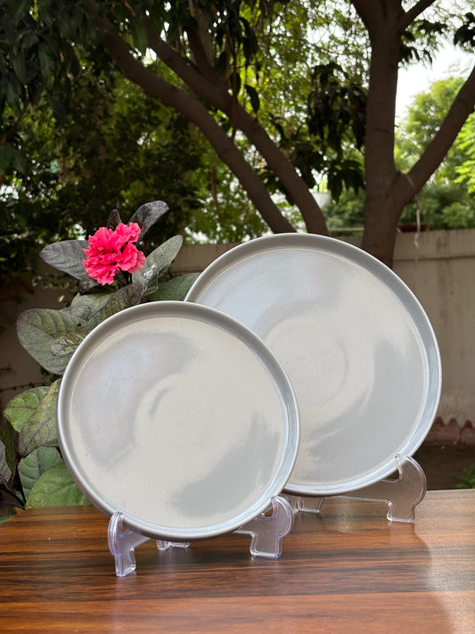 Set of 2 | Minimalist Grey Speckled Ceramic Dinner Plates