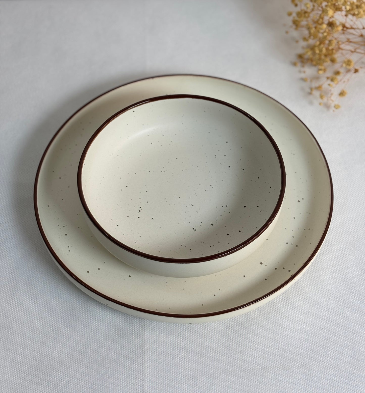 Off White Speckled Ceramic Set | Pair of 2