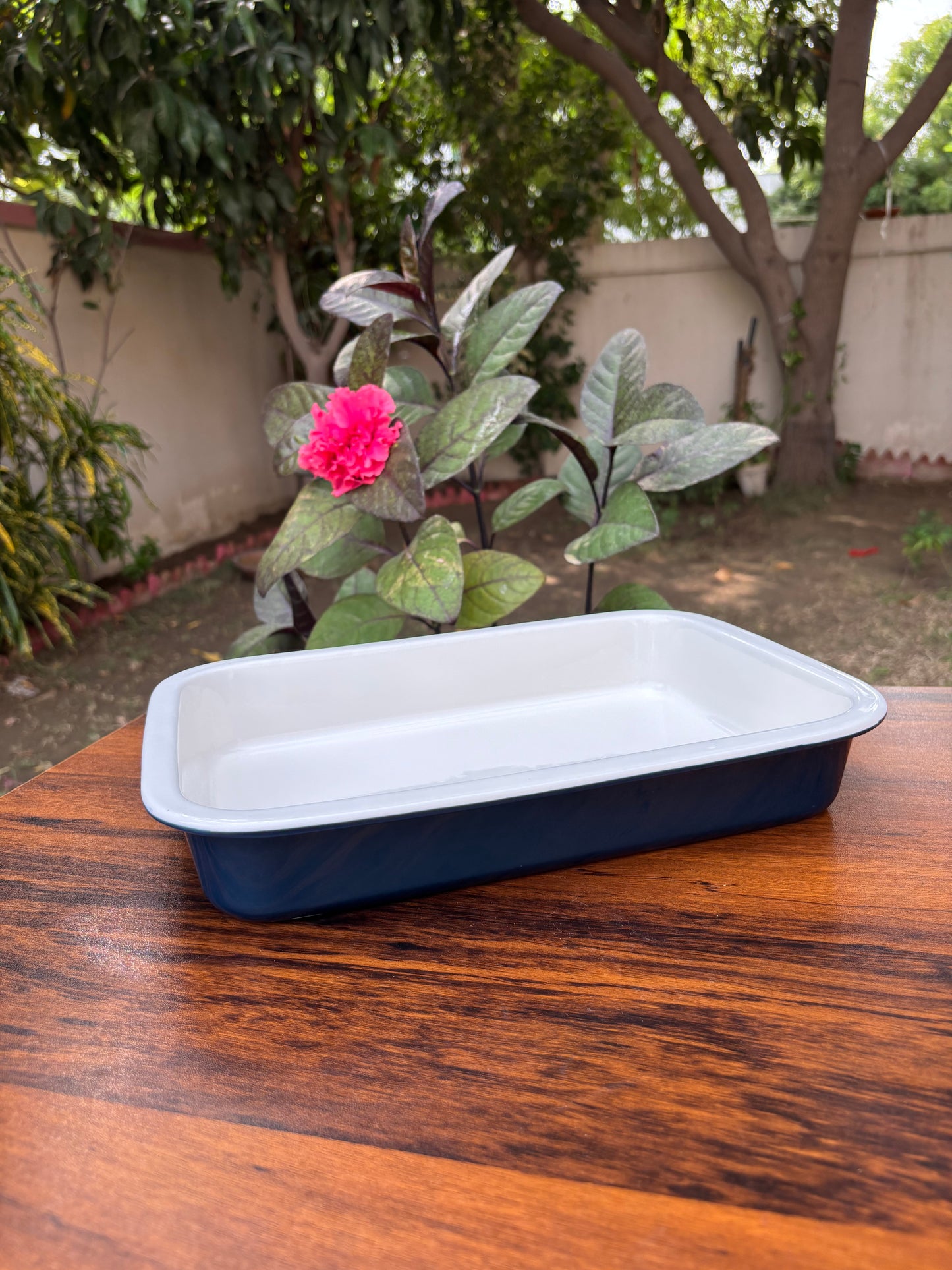 Two Tone Blue & White Ceramic Baking & serving Dish
