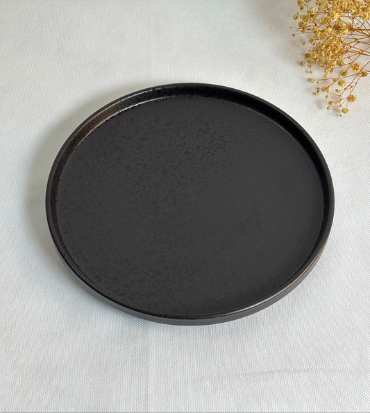 10 Inch Matte Black Stoneware Dinner Plate | Minimalist Ceramic Platter