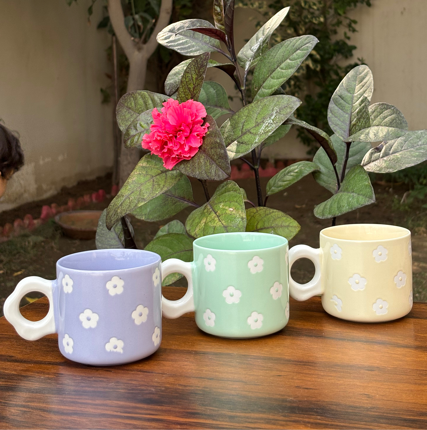 Floral Pastel Ceramic Coffee Mug | Lavender, Mint & Yellow