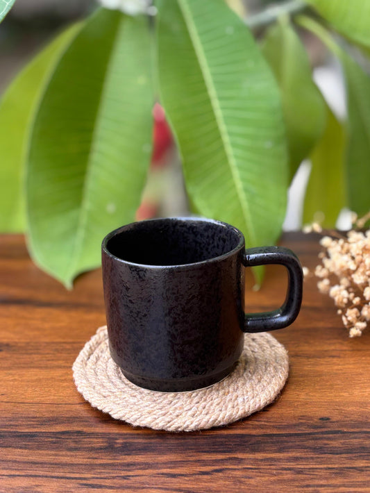 Minimal Midnight Black Textured Ceramic Mug