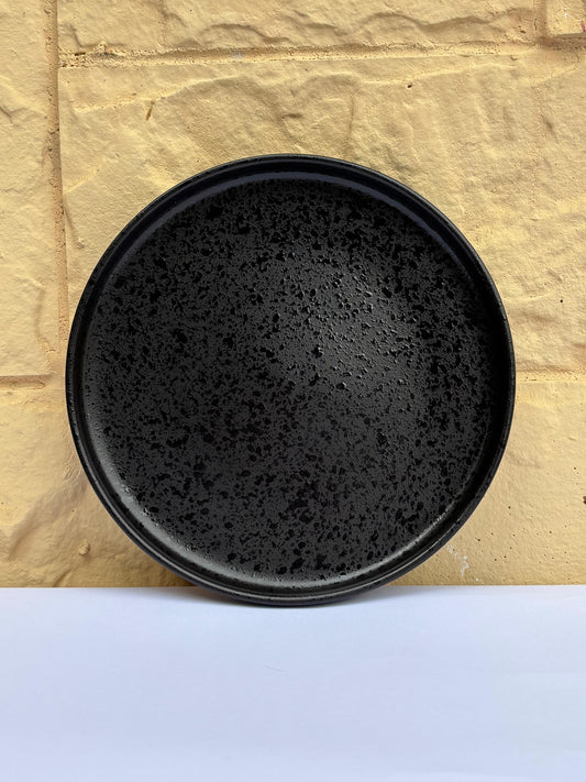 8 Inch Black Stoneware Ceramic Plate
