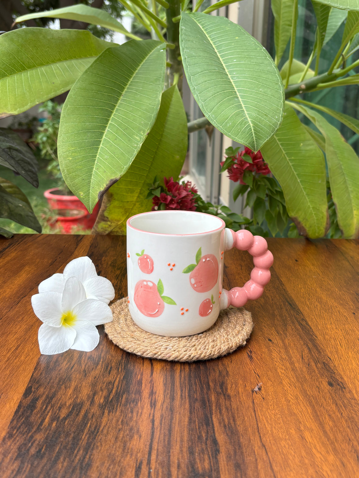 Pink Fruit Design Ceramic Mug | Cute Coffee & Tea Cup